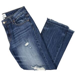 Tricot Women's Juniors Distressed Denim Jeans Blue Straight Fit Size 5